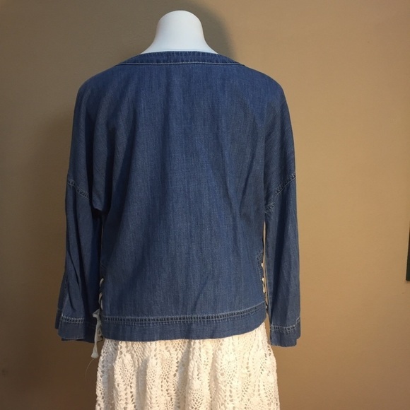 Madewell Lace-up Denim Top Medium Denim Wash - Picture 7 of 10